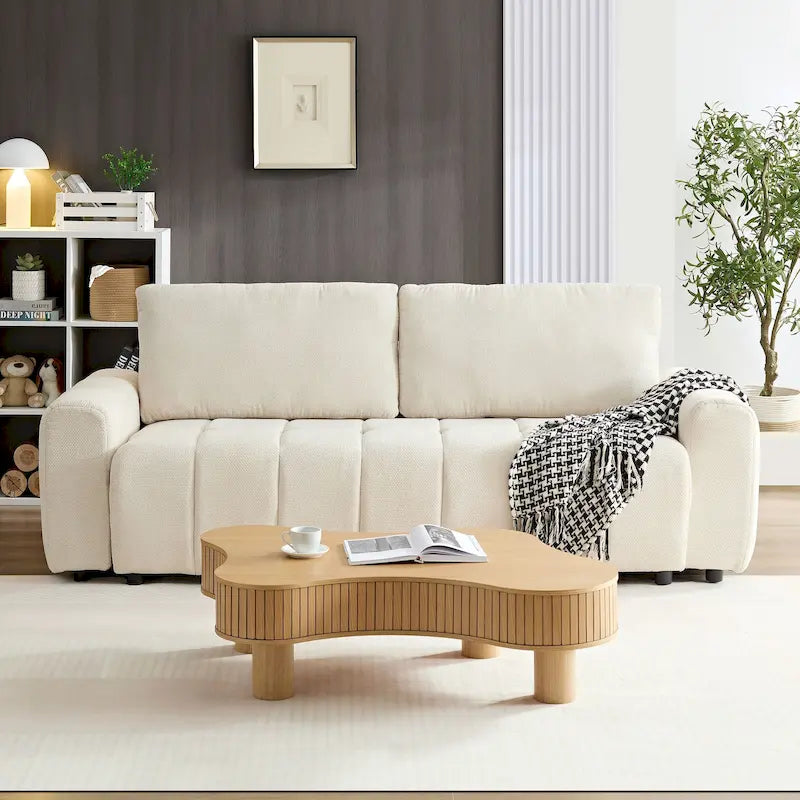 94.5" Sleeper Sofa Bed with Storage Chaise - 2-in-1 Pull-Out Convertible Couch - Breathable Fabric for Living Room & Guest Room