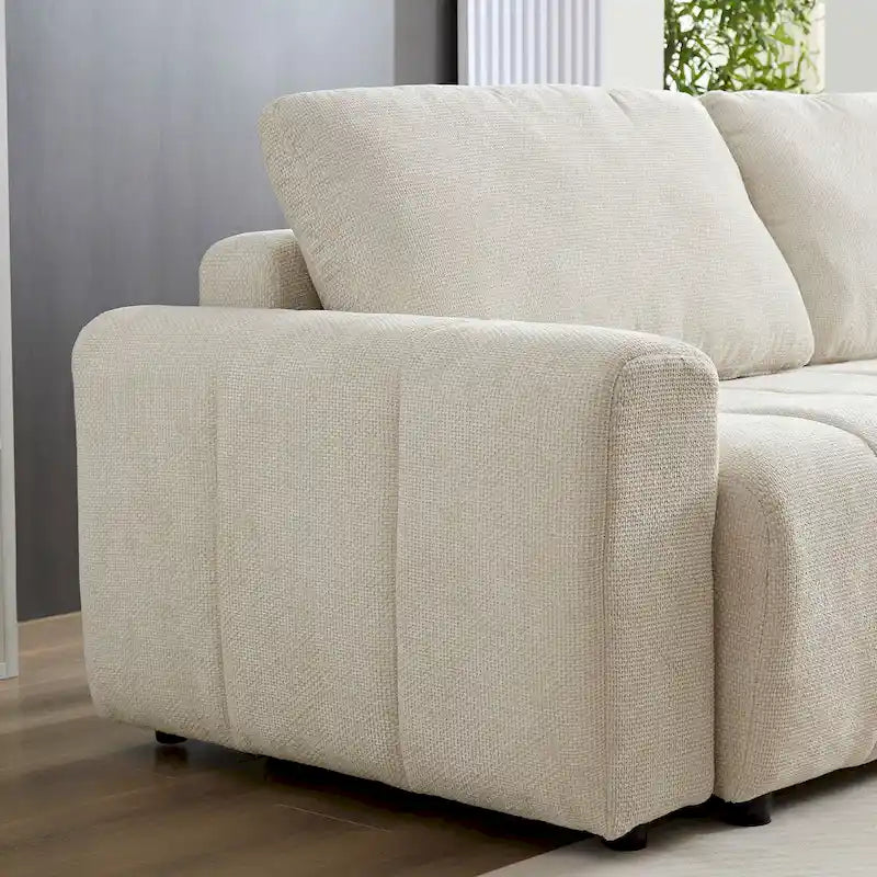 94.5" Sleeper Sofa Bed with Storage Chaise - 2-in-1 Pull-Out Convertible Couch - Breathable Fabric for Living Room & Guest Room