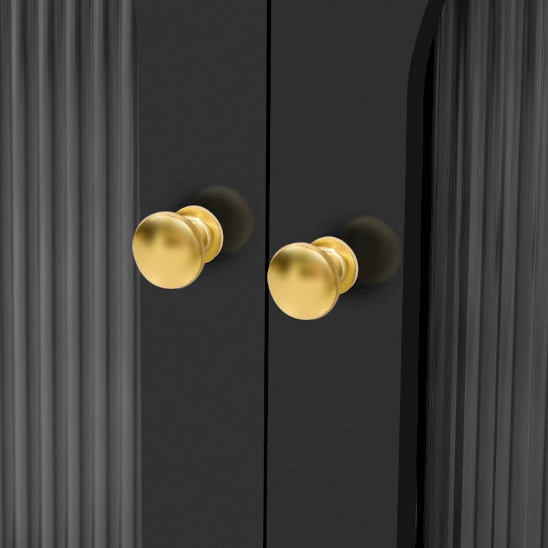 68.9" Retro TV Stand for up to 75" TVs - Arched Fluted Glass Doors with 2 Drawers - Entertainment Center with Cable Management