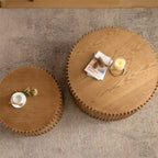 Nesting Coffee Table Set - 2 Pieces, Round, MDF & Fir Wood, 110lbs Capacity, Vintage Style, No Assembly
