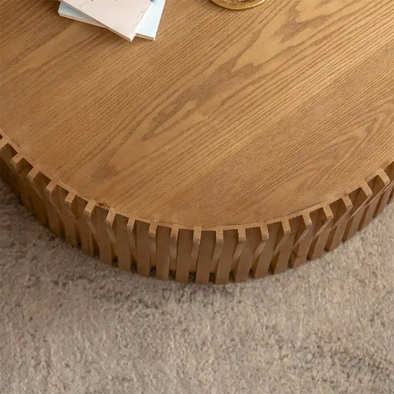 Nesting Coffee Table Set - 2 Pieces, Round, MDF & Fir Wood, 110lbs Capacity, Vintage Style, No Assembly