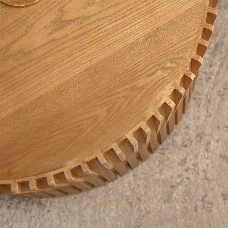 Nesting Coffee Table Set - 2 Pieces, Round, MDF & Fir Wood, 110lbs Capacity, Vintage Style, No Assembly