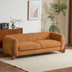Upholstered Boucle 3-Seat Sofa Birch Wood Legs Removable Cushions Contemporary Design 82.75W Living Room Couch