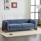 Upholstered Boucle 3-Seat Sofa Birch Wood Legs Removable Cushions Contemporary Design 82.75W Living Room Couch