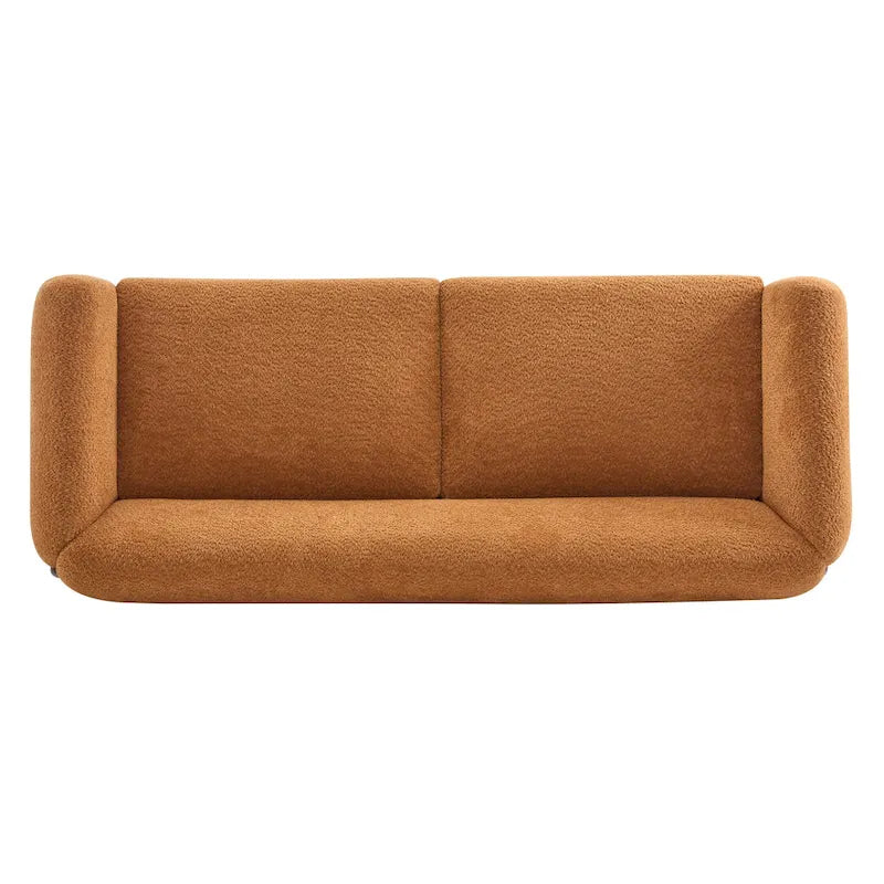 Upholstered Boucle 3-Seat Sofa Birch Wood Legs Removable Cushions Contemporary Design 82.75W Living Room Couch