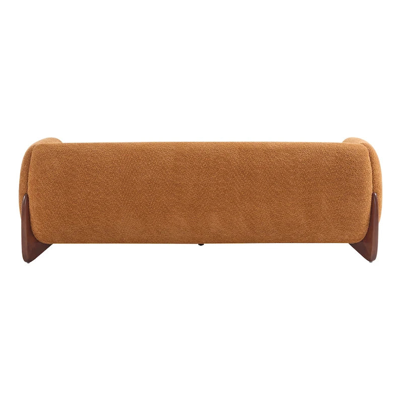 Upholstered Boucle 3-Seat Sofa Birch Wood Legs Removable Cushions Contemporary Design 82.75W Living Room Couch