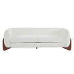 Upholstered Boucle 3-Seat Sofa Birch Wood Legs Removable Cushions Contemporary Design 82.75W Living Room Couch