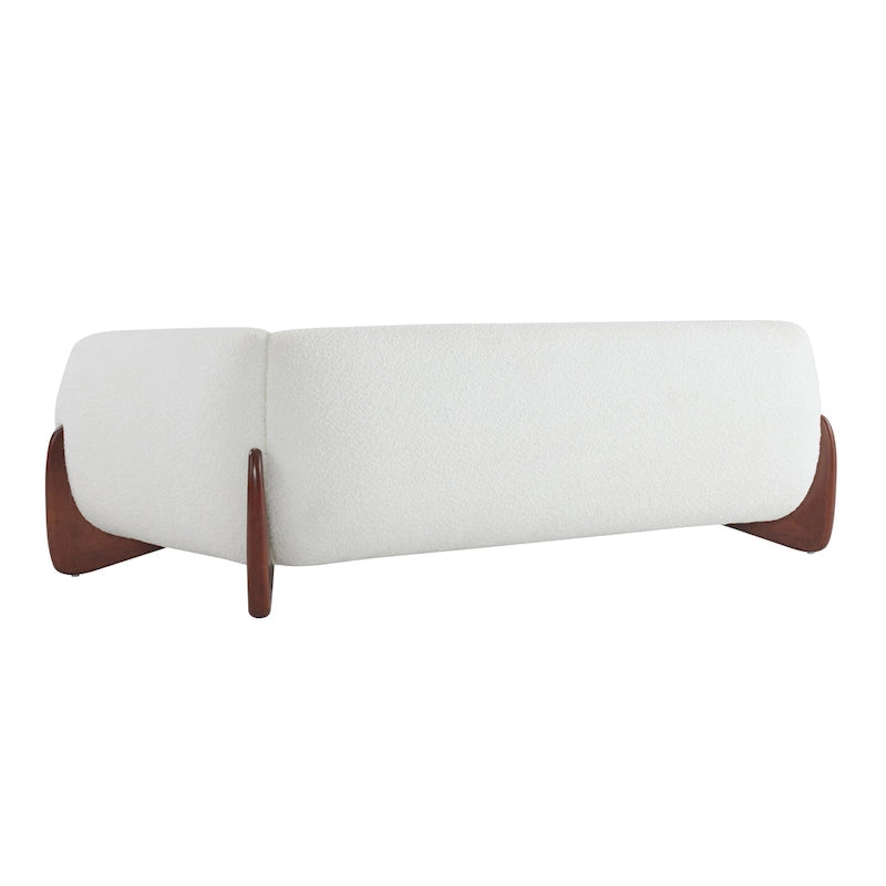 Upholstered Boucle 3-Seat Sofa Birch Wood Legs Removable Cushions Contemporary Design 82.75W Living Room Couch