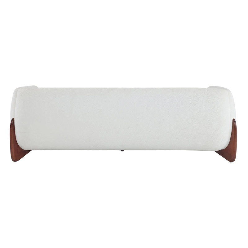 Upholstered Boucle 3-Seat Sofa Birch Wood Legs Removable Cushions Contemporary Design 82.75W Living Room Couch