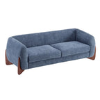 Upholstered Boucle 3-Seat Sofa Birch Wood Legs Removable Cushions Contemporary Design 82.75W Living Room Couch