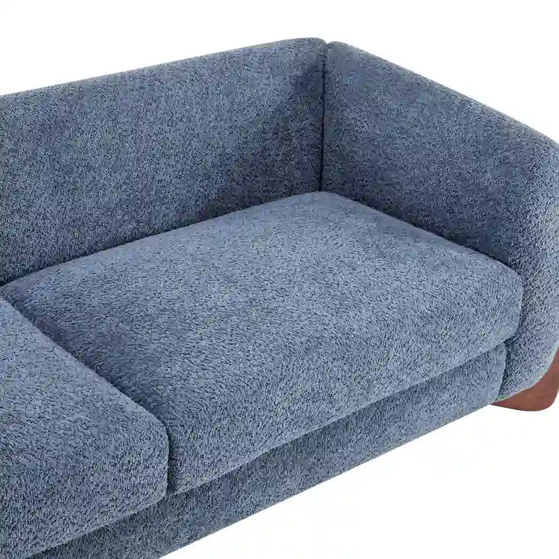Upholstered Boucle 3-Seat Sofa Birch Wood Legs Removable Cushions Contemporary Design 82.75W Living Room Couch