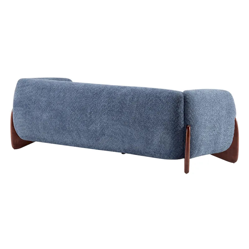 Upholstered Boucle 3-Seat Sofa Birch Wood Legs Removable Cushions Contemporary Design 82.75W Living Room Couch