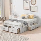 Full Size Platform Bed with 6 Storage Drawers - No Headboard, LVL/MDF, 350lbs Capacity, 3 Color Options