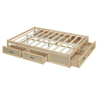 Full Size Platform Bed with 6 Storage Drawers - No Headboard, LVL/MDF, 350lbs Capacity, 3 Color Options