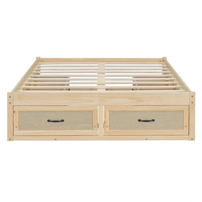 Full Size Platform Bed with 6 Storage Drawers - No Headboard, LVL/MDF, 350lbs Capacity, 3 Color Options