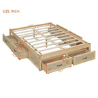 Full Size Platform Bed with 6 Storage Drawers - No Headboard, LVL/MDF, 350lbs Capacity, 3 Color Options