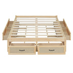 Full Size Platform Bed with 6 Storage Drawers - No Headboard, LVL/MDF, 350lbs Capacity, 3 Color Options