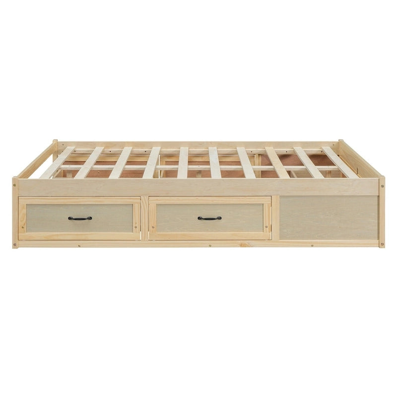 Full Size Platform Bed with 6 Storage Drawers - No Headboard, LVL/MDF, 350lbs Capacity, 3 Color Options