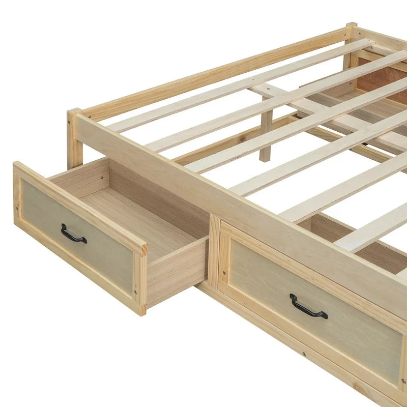 Full Size Platform Bed with 6 Storage Drawers - No Headboard, LVL/MDF, 350lbs Capacity, 3 Color Options