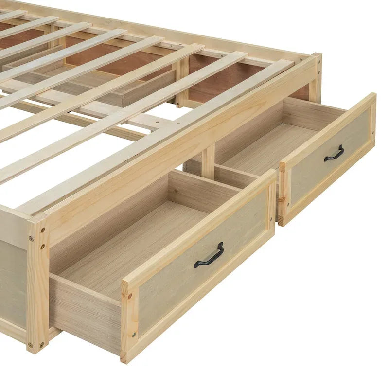 Full Size Platform Bed with 6 Storage Drawers - No Headboard, LVL/MDF, 350lbs Capacity, 3 Color Options