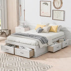 Full Size Platform Bed with 6 Storage Drawers - No Headboard, LVL/MDF, 350lbs Capacity, 3 Color Options