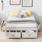 Full Size Platform Bed with 6 Storage Drawers - No Headboard, LVL/MDF, 350lbs Capacity, 3 Color Options