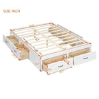 Full Size Platform Bed with 6 Storage Drawers - No Headboard, LVL/MDF, 350lbs Capacity, 3 Color Options