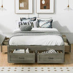 Full Size Platform Bed with 6 Storage Drawers - No Headboard, LVL/MDF, 350lbs Capacity, 3 Color Options