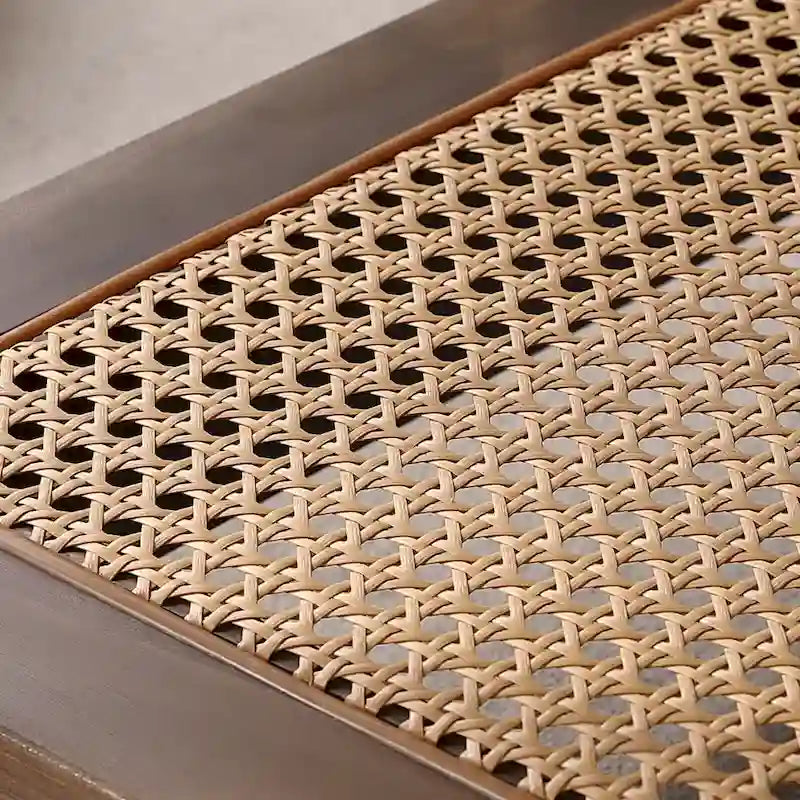 47.2" Coffee Table with Rattan Shelf - 2-Tier, MDF Top, Pine Wood Frame, 170lbs Capacity, Farmhouse Style