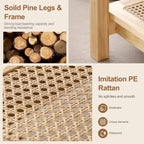 47.2" Coffee Table with Rattan Shelf - 2-Tier, MDF Top, Pine Wood Frame, 170lbs Capacity, Farmhouse Style