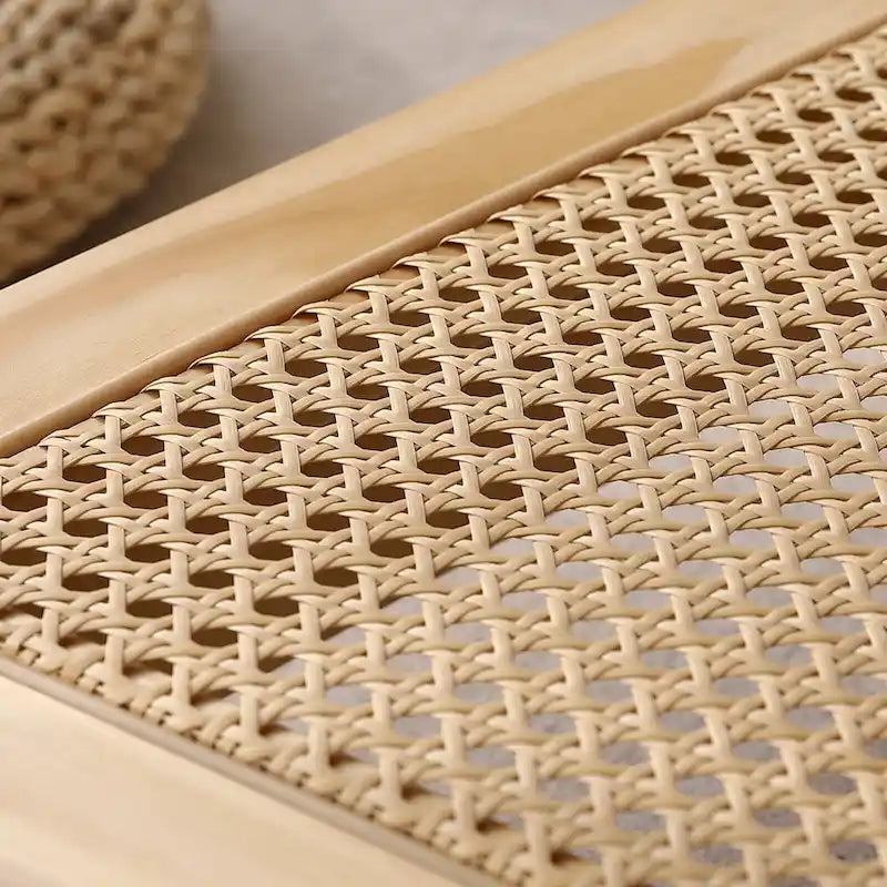 47.2" Coffee Table with Rattan Shelf - 2-Tier, MDF Top, Pine Wood Frame, 170lbs Capacity, Farmhouse Style