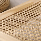 47.2" Coffee Table with Rattan Shelf - 2-Tier, MDF Top, Pine Wood Frame, 170lbs Capacity, Farmhouse Style