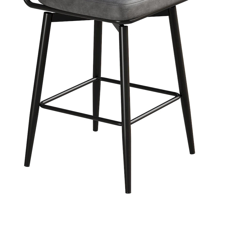 Swivel Bar Stools Set of 2 - Leather Upholstered Counter Height Chairs with Iron Base - 360° Rotation for Kitchen Island Home Bar Office