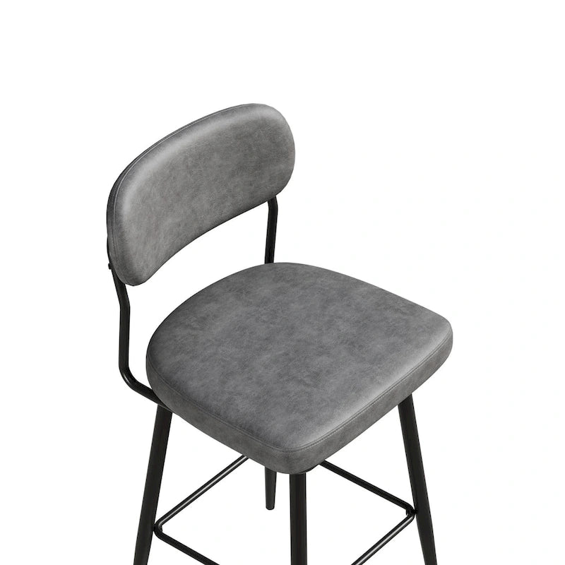 Swivel Bar Stools Set of 2 - Leather Upholstered Counter Height Chairs with Iron Base - 360° Rotation for Kitchen Island Home Bar Office