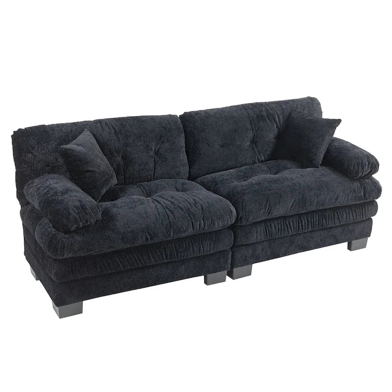 84" Chenille Upholstered Sofa - Dual-Layer Memory Foam & Pocket Spring Cushions - Modern 2-3 Seater with 2 Pillows