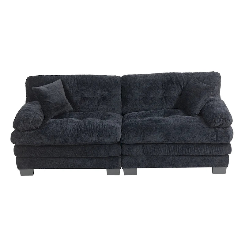 84" Chenille Upholstered Sofa - Dual-Layer Memory Foam & Pocket Spring Cushions - Modern 2-3 Seater with 2 Pillows