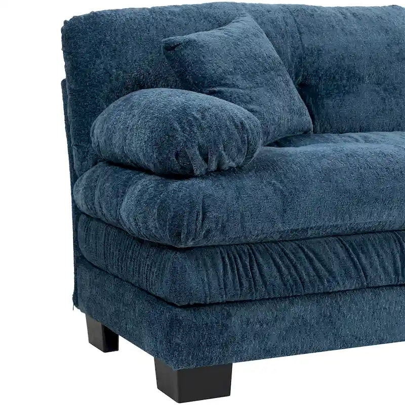 84" Chenille Upholstered Sofa - Dual-Layer Memory Foam & Pocket Spring Cushions - Modern 2-3 Seater with 2 Pillows