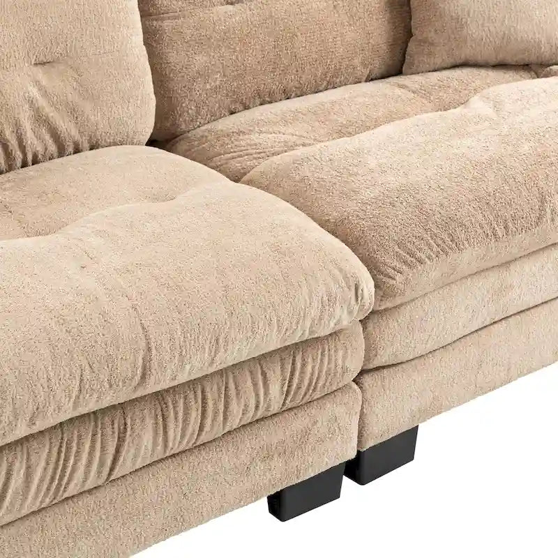 84" Chenille Upholstered Sofa - Dual-Layer Memory Foam & Pocket Spring Cushions - Modern 2-3 Seater with 2 Pillows