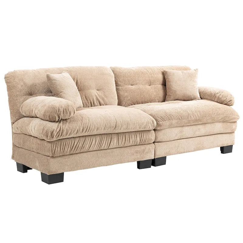 84" Chenille Upholstered Sofa - Dual-Layer Memory Foam & Pocket Spring Cushions - Modern 2-3 Seater with 2 Pillows