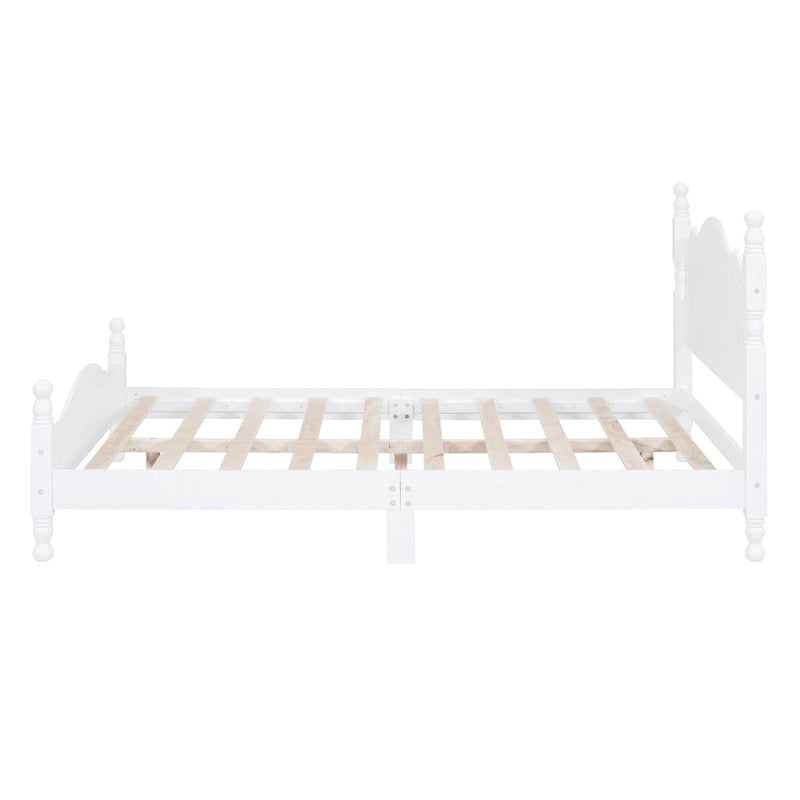 Full Size Wood Platform Bed Frame - Retro Style with Solid Wooden Slat Support, No Box Spring Needed, 400lbs Capacity