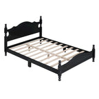 Full Size Wood Platform Bed Frame - Retro Style with Solid Wooden Slat Support, No Box Spring Needed, 400lbs Capacity