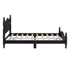 Full Size Wood Platform Bed Frame - Retro Style with Solid Wooden Slat Support, No Box Spring Needed, 400lbs Capacity