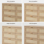 6-Drawer Rattan Woven Dresser Set of 2 with Wheels - Industrial Style Storage Cabinet with Ball-Bearing Slides - Bedroom Entryway Organizer