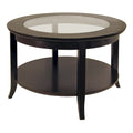 Genoa Round Glass Top Coffee Table - 30 - Dark Espresso
