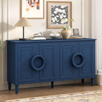 58.9" Sideboard Cabinet with 4 Doors - French Style, Round Ring Handles, Adjustable Shelf, MDF, 5 Legs