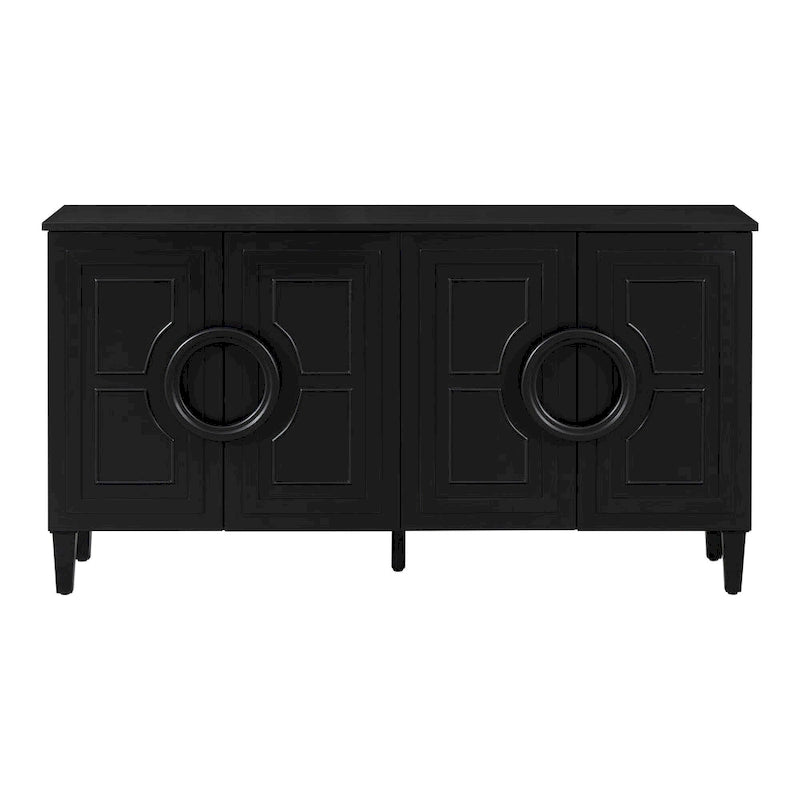 58.9" Sideboard Cabinet with 4 Doors - French Style, Round Ring Handles, Adjustable Shelf, MDF, 5 Legs