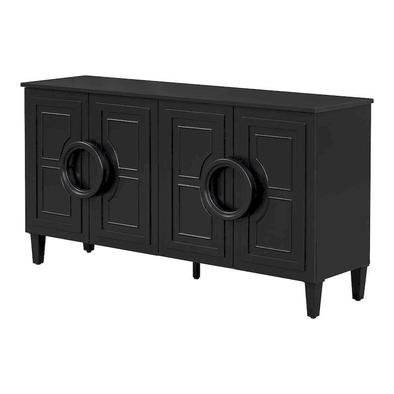 58.9" Sideboard Cabinet with 4 Doors - French Style, Round Ring Handles, Adjustable Shelf, MDF, 5 Legs