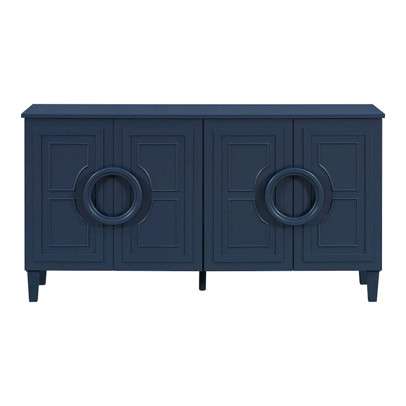 58.9" Sideboard Cabinet with 4 Doors - French Style, Round Ring Handles, Adjustable Shelf, MDF, 5 Legs