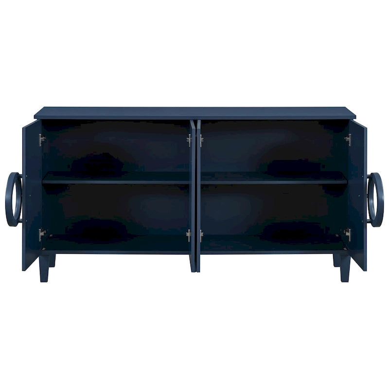 58.9" Sideboard Cabinet with 4 Doors - French Style, Round Ring Handles, Adjustable Shelf, MDF, 5 Legs