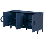 58.9" Sideboard Cabinet with 4 Doors - French Style, Round Ring Handles, Adjustable Shelf, MDF, 5 Legs